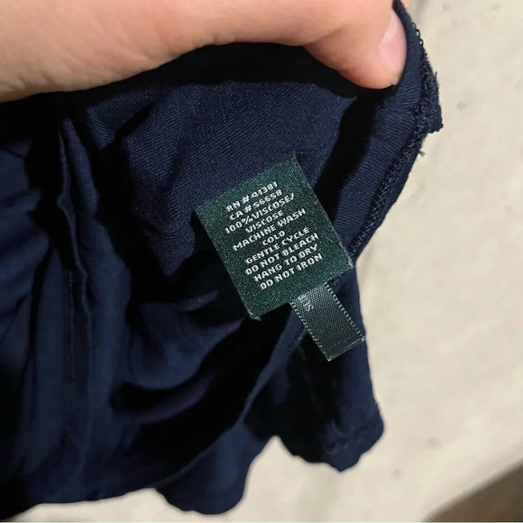 Lauren Ralph Lauren Colorblock Lined Cap Sleeve Shirt Navy Cream Women’s Size M - Picture 3 of 9